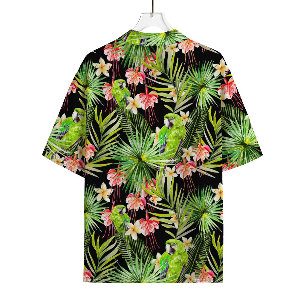 Tropical Hawaiian Parrot Pattern Print Rayon Hawaiian Shirt