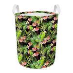 Tropical Hawaiian Parrot Pattern Print Round Laundry Basket