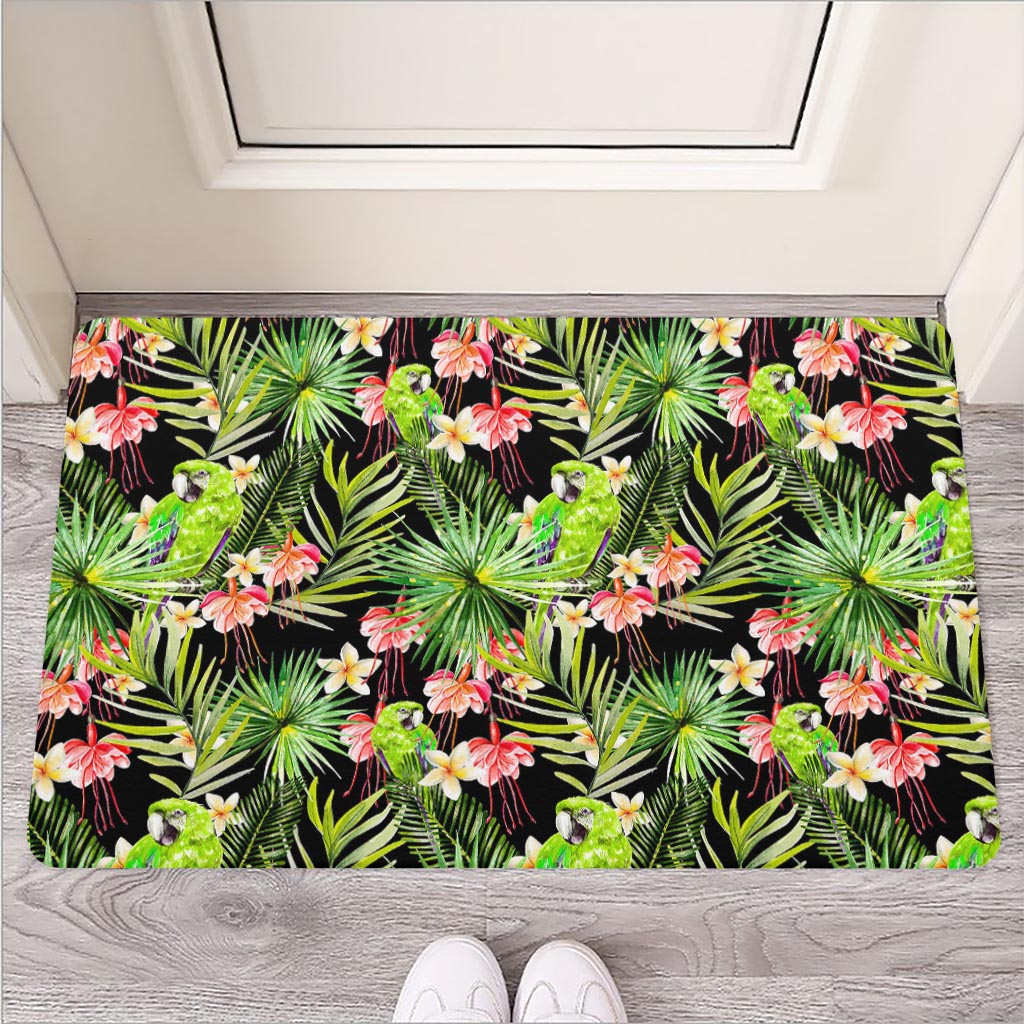 Tropical Hawaiian Parrot Pattern Print Rubber Doormat