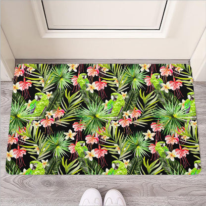 Tropical Hawaiian Parrot Pattern Print Rubber Doormat