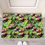 Tropical Hawaiian Parrot Pattern Print Rubber Doormat