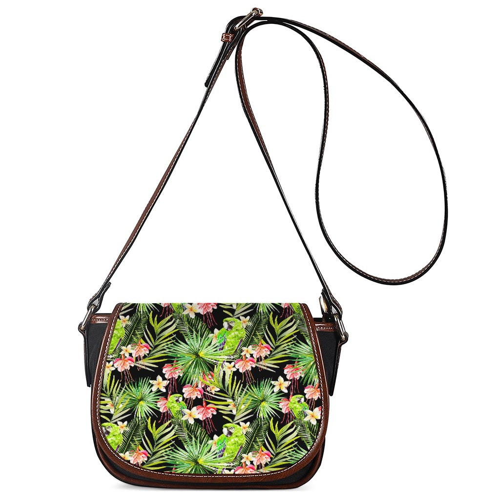 Tropical Hawaiian Parrot Pattern Print Saddle Bag
