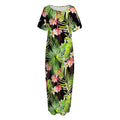 Tropical Hawaiian Parrot Pattern Print Short Sleeve Long Nightdress