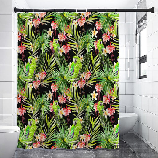 Tropical Hawaiian Parrot Pattern Print Shower Curtain