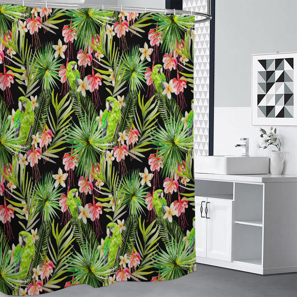Tropical Hawaiian Parrot Pattern Print Shower Curtain