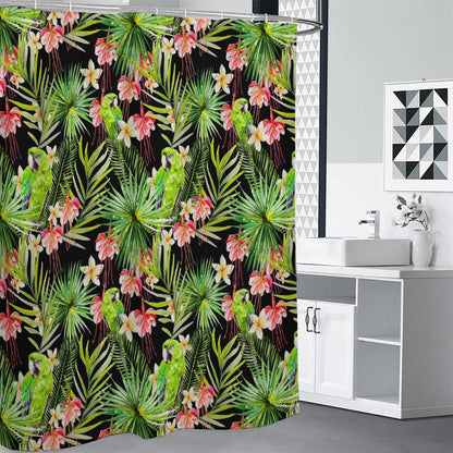 Tropical Hawaiian Parrot Pattern Print Shower Curtain