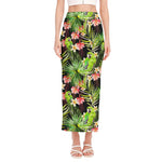 Tropical Hawaiian Parrot Pattern Print Side Slit Maxi Skirt