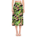 Tropical Hawaiian Parrot Pattern Print Side Slit Midi Skirt
