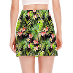 Tropical Hawaiian Parrot Pattern Print Side Slit Mini Skirt