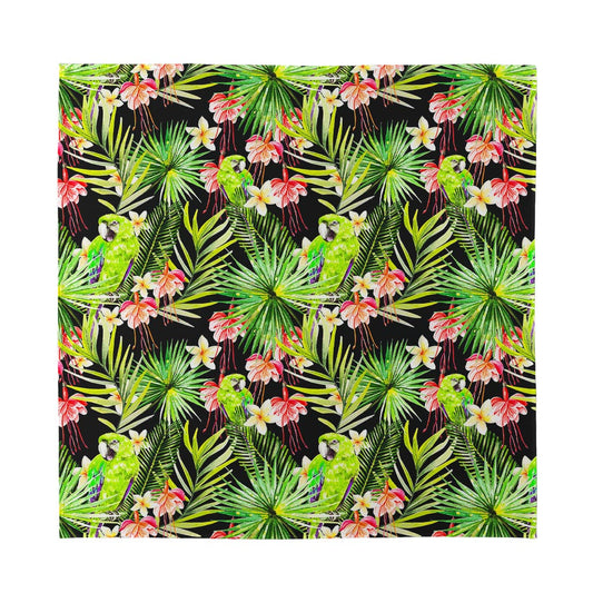 Tropical Hawaiian Parrot Pattern Print Silk Bandana