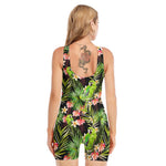 Tropical Hawaiian Parrot Pattern Print Sleeveless One Piece Swimsuit