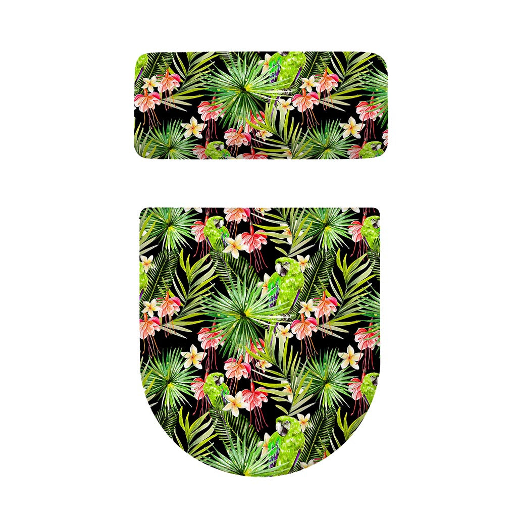 Tropical Hawaiian Parrot Pattern Print Toilet Lid And Tank Cover Set