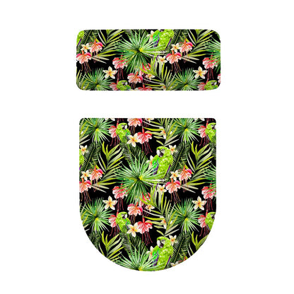 Tropical Hawaiian Parrot Pattern Print Toilet Lid And Tank Cover Set