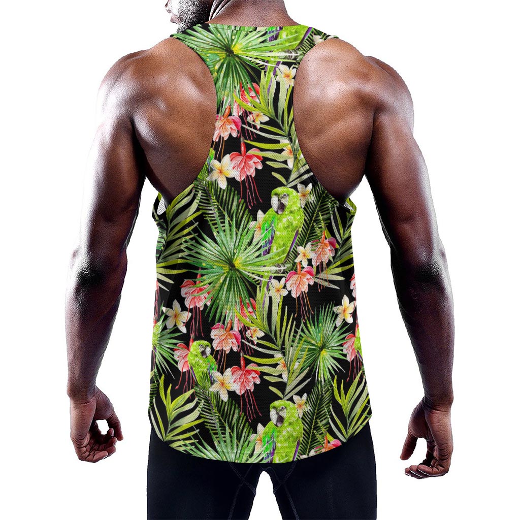 Tropical Hawaiian Parrot Pattern Print Training Tank Top