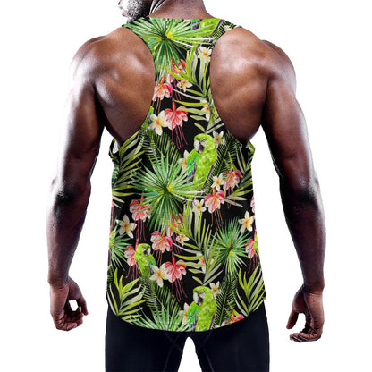 Tropical Hawaiian Parrot Pattern Print Training Tank Top