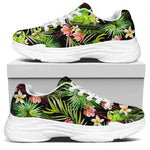 Tropical Hawaiian Parrot Pattern Print White Chunky Shoes