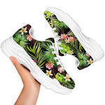 Tropical Hawaiian Parrot Pattern Print White Chunky Shoes
