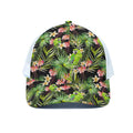 Tropical Hawaiian Parrot Pattern Print White Mesh Trucker Hat
