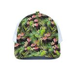Tropical Hawaiian Parrot Pattern Print White Mesh Trucker Cap
