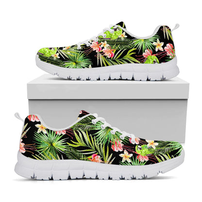 Tropical Hawaiian Parrot Pattern Print White Running Shoes