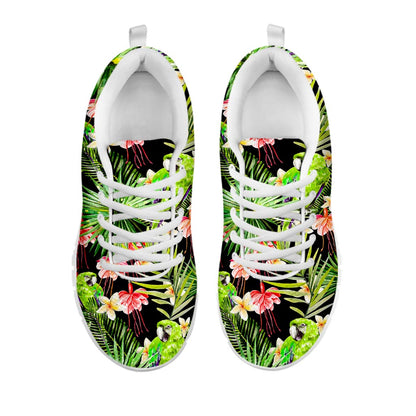 Tropical Hawaiian Parrot Pattern Print White Running Shoes