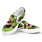 Tropical Hawaiian Parrot Pattern Print White Slip On Sneakers