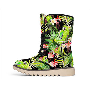 Tropical Hawaiian Parrot Pattern Print Winter Boots