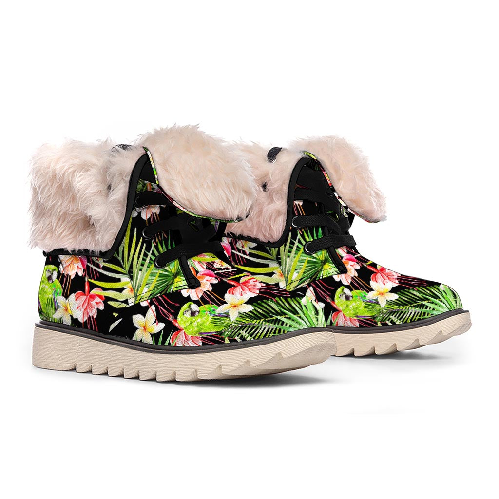 Tropical Hawaiian Parrot Pattern Print Winter Boots