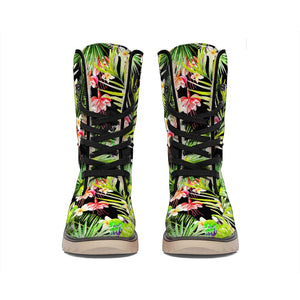 Tropical Hawaiian Parrot Pattern Print Winter Boots