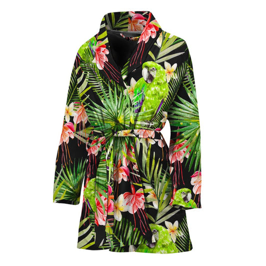 Tropical Hawaiian Parrot Pattern Print Women's Bathrobe