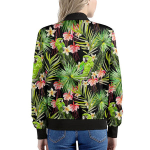 Tropical Hawaiian Parrot Pattern Print Women's Bomber Jacket
