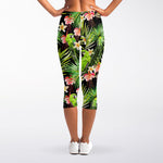 Tropical Hawaiian Parrot Pattern Print Women's Capri Leggings