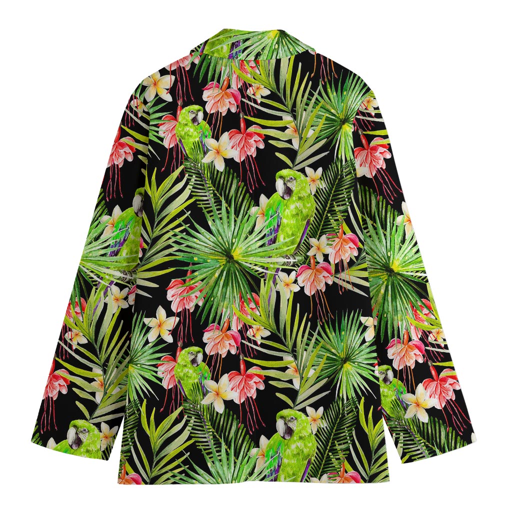 Tropical Hawaiian Parrot Pattern Print Women's Cotton Blazer
