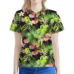 Tropical Hawaiian Parrot Pattern Print Women's Polo Shirt