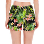 Tropical Hawaiian Parrot Pattern Print Women's Split Running Shorts