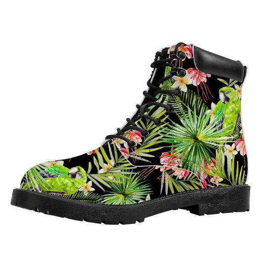 Tropical Hawaiian Parrot Pattern Print Work Boots
