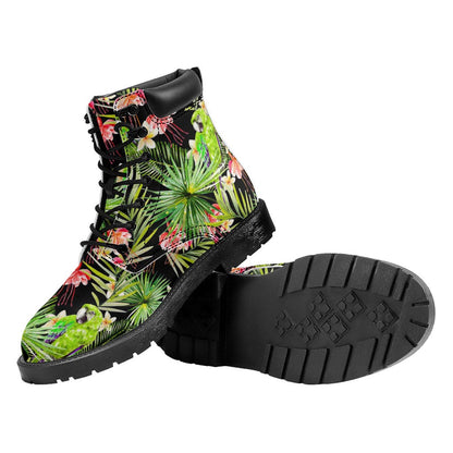 Tropical Hawaiian Parrot Pattern Print Work Boots