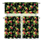 Tropical Hibiscus Aloha Pattern Print 3 Piece Kitchen Curtains