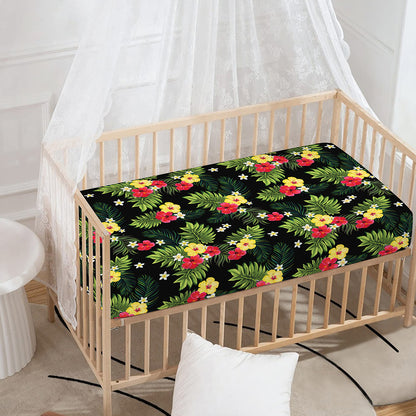 Tropical Hibiscus Aloha Pattern Print Baby Crib Sheet