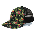Tropical Hibiscus Aloha Pattern Print Black Mesh Trucker Cap