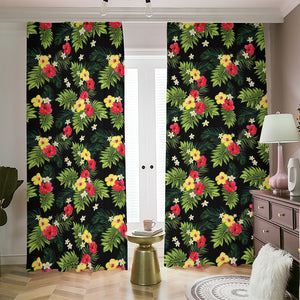 Tropical Hibiscus Aloha Pattern Print Blackout Pencil Pleat Curtains