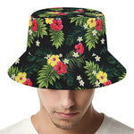 Tropical Hibiscus Aloha Pattern Print Bucket Hat