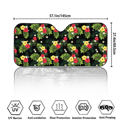Tropical Hibiscus Aloha Pattern Print Car Windshield Sun Shade