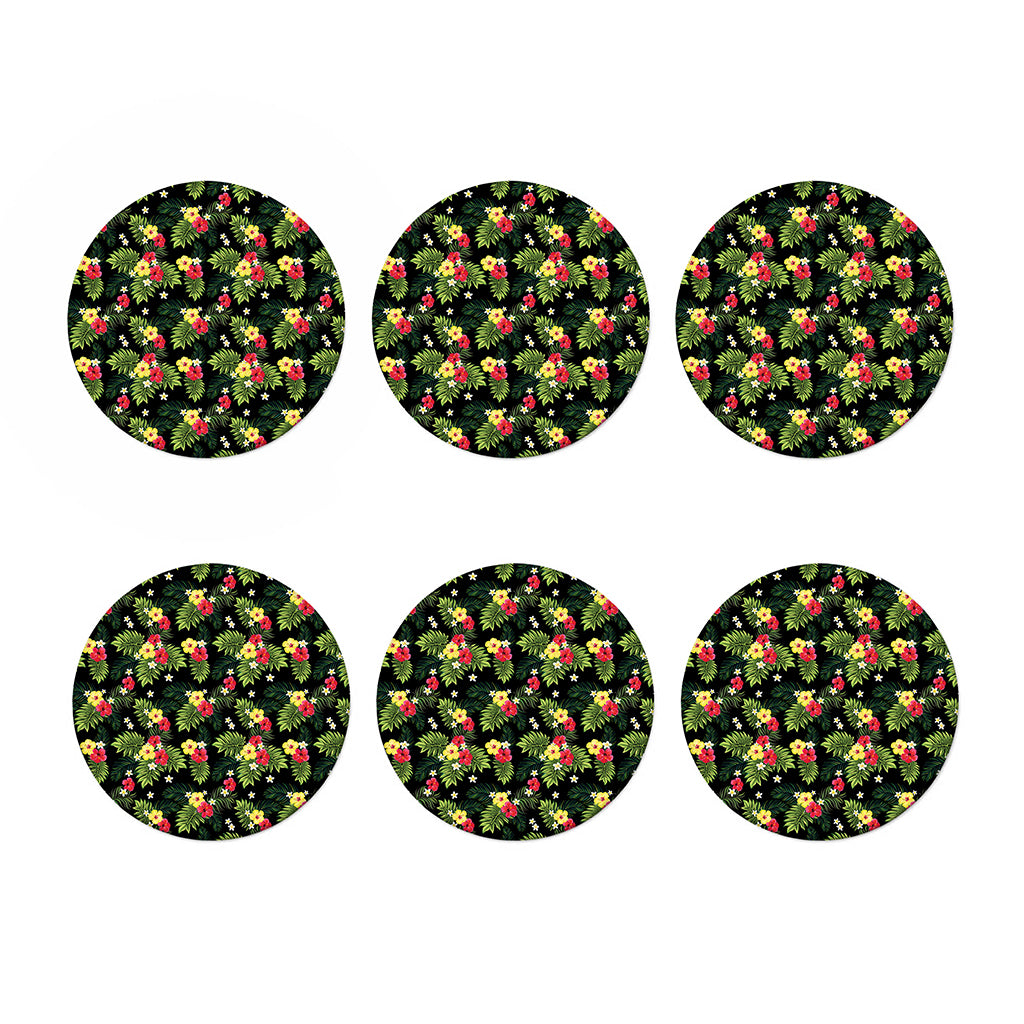 Tropical Hibiscus Aloha Pattern Print Coaster Set
