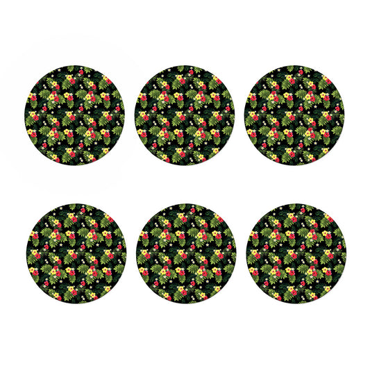 Tropical Hibiscus Aloha Pattern Print Coaster Set