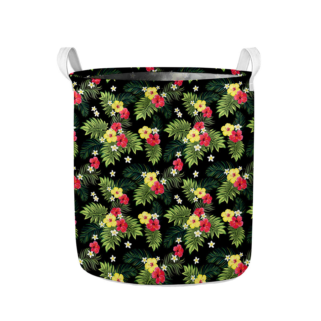 Tropical Hibiscus Aloha Pattern Print Collapsible Laundry Basket