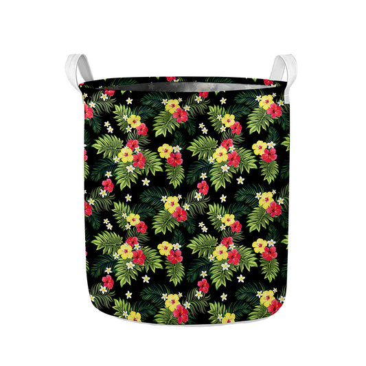 Tropical Hibiscus Aloha Pattern Print Collapsible Laundry Basket