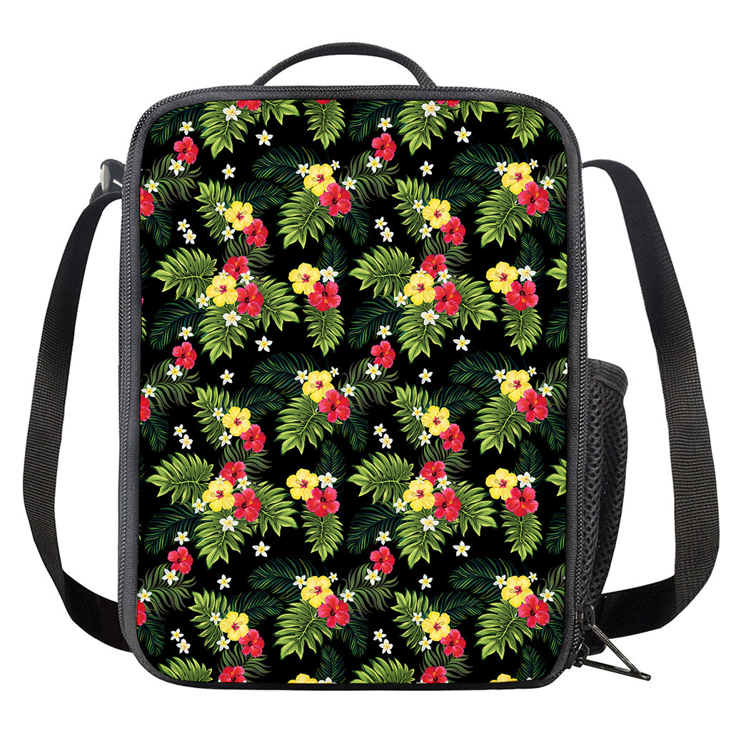 Tropical Hibiscus Aloha Pattern Print Crossbody Lunch Bag