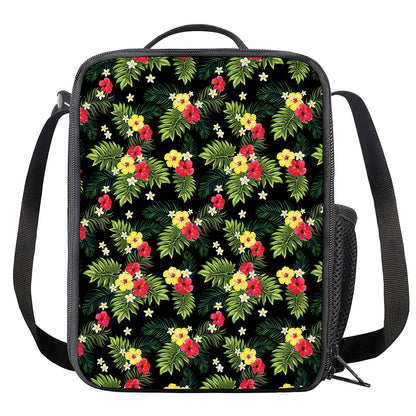Tropical Hibiscus Aloha Pattern Print Crossbody Lunch Bag