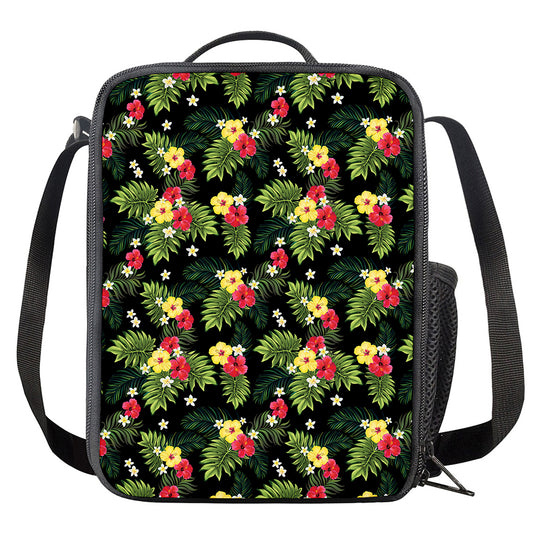 Tropical Hibiscus Aloha Pattern Print Crossbody Lunch Bag